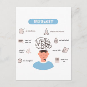 Carte Postale Conseils d'anxiété Art minimal de santé mentale