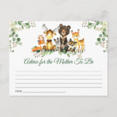 Carte Postale Conseils de Baby shower pour les animaux des bois (Devant)