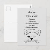 Carte Postale Conseils de Winking Cat amusant Humour animal (Devant / Derrière)