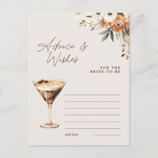 Carte Postale Conseils & Vœux Jeu de Shower Espresso Martini (Devant)