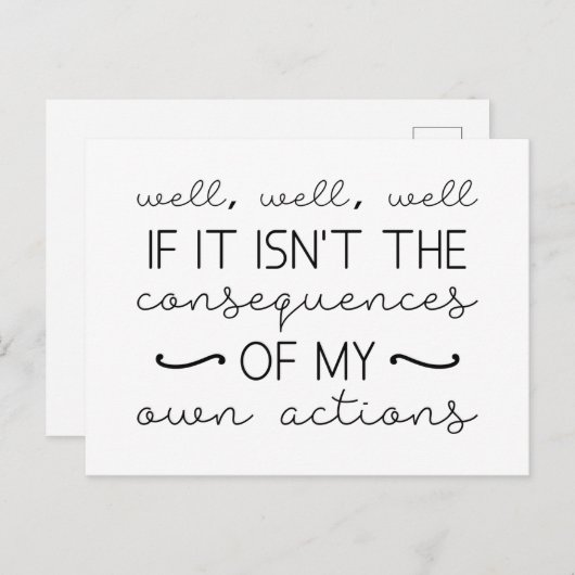 Carte Postale Conséquences De Mes Actions (Devant / Derrière)