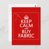 Carte Postale Conserver le calme et acheter le tissu (toutes les (Devant / Derrière)