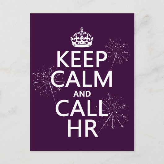Carte Postale Conserver le calme et appeler HR (n'importe quelle (Devant)