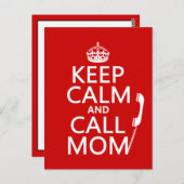 Carte Postale Conserver le calme et appeler maman - toutes les c (Devant / Derrière)