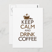 Carte Postale Conserver le calme et boire du café (Devant / Derrière)