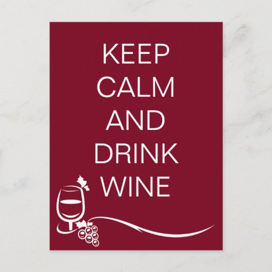 Carte Postale Conserver le calme et boire la citation de vin ave (Devant)
