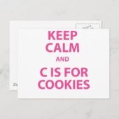 Carte Postale Conserver le calme et C est pour les cookies (Devant / Derrière)