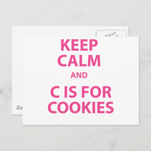 Carte Postale Conserver le calme et C est pour les cookies (Devant / Derrière)