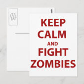 Carte Postale Conserver le calme et combattre les zombies (Devant / Derrière)