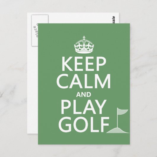 Carte Postale Conserver le calme et jouer au golf - toutes les c (Devant / Derrière)