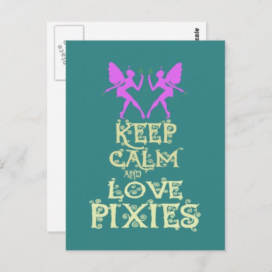 Carte Postale Conserver le calme et l'amour Pixies art design (Devant / Derrière)