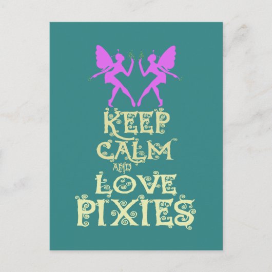 Carte Postale Conserver le calme et l'amour Pixies art design (Devant)
