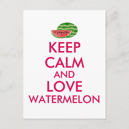 Carte Postale Conserver le calme et l'amour Watermelon Cadeau pe (Devant)