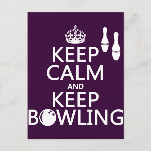 Carte Postale Conserver le calme et le Bowling - toutes les coul (Devant)