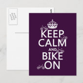 Carte Postale Conserver le calme et le vélo (couleur personnalis (Devant / Derrière)