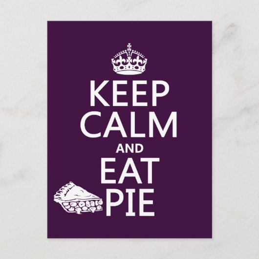 Carte Postale Conserver le calme et manger la tarte (Devant)