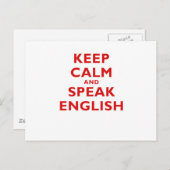 Carte Postale Conserver le calme et parler anglais (Devant / Derrière)