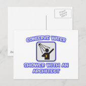 Carte Postale Conserver l'eau .. Douche avec architecte (Devant / Derrière)