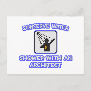 Carte Postale Conserver l'eau .. Douche avec architecte