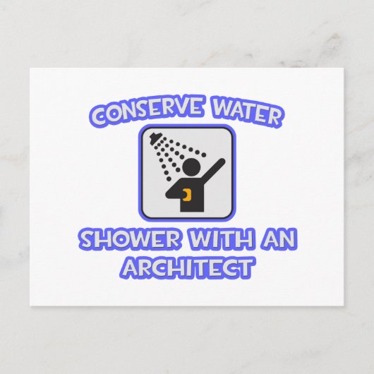 Carte Postale Conserver l'eau .. Douche avec architecte (Devant)