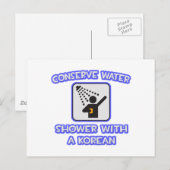 Carte Postale Conserver l'eau .. Douche avec coréen (Devant / Derrière)