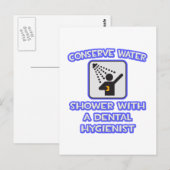 Carte Postale Conserver l'eau .. Douche Avec Hygiéniste Dentaire (Devant / Derrière)