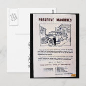 Carte Postale Conserver les machines (Devant / Derrière)