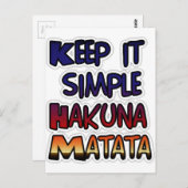 Carte Postale Conserver Simple Hakuna Matata Art Print (Devant / Derrière)