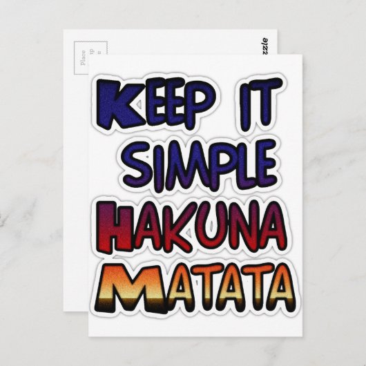 Carte Postale Conserver Simple Hakuna Matata Art Print (Devant / Derrière)