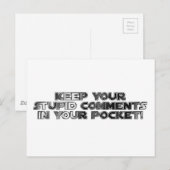 Carte Postale Conserver vos commentaires stupides (Devant / Derrière)