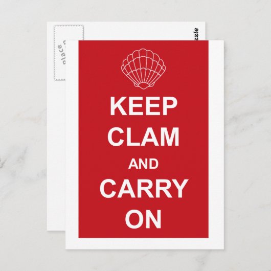 CARTE POSTALE CONSERVEZ LE CLAM ET CONTINUEZ (Devant / Derrière)