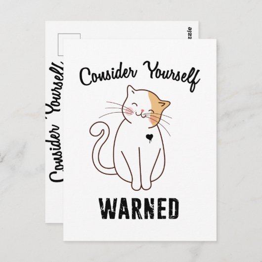 Carte Postale Considérez-vous averti chat mal (Devant / Derrière)