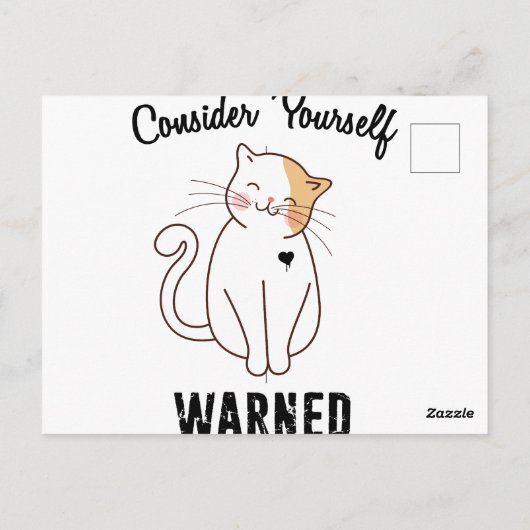 Carte Postale Considérez-vous averti chat mal (Dos)