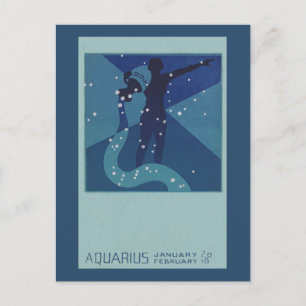 Carte Postale Constellation Aquarius, Astrologie Vintage Zodiaqu
