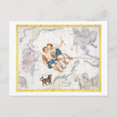 Carte Postale Constellation de Gemini avec Canis Mineure, plaque (Devant)