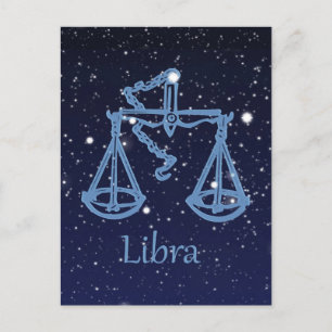 Carte Postale Constellation de la Balance et signe du zodiaque a
