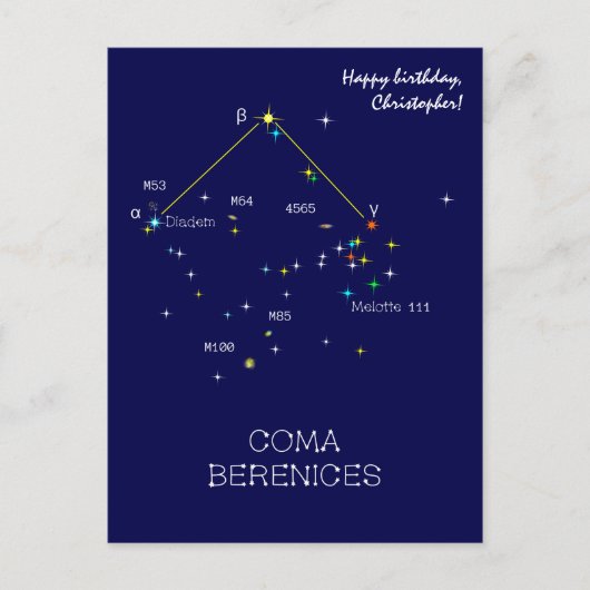 Carte Postale Constellation de l'hémisphère nord Coma Berenices (Devant)