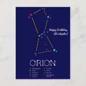 Carte Postale Constellation de l'hémisphère nord Orion (Devant)