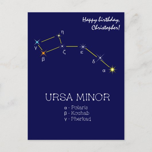 Carte Postale Constellation de l'hémisphère nord Ursa Minor (Devant)