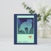 Carte Postale Constellation du Bélier Aries, Astrologie Zodiacal (Debout devant)