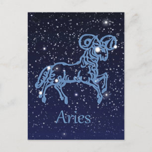Carte Postale Constellation du Bélier et signe du zodiaque avec