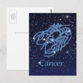 Carte Postale Constellation du cancer et signe zodiaque avec éto (Devant / Derrière)
