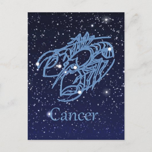 Carte Postale Constellation du cancer et signe zodiaque avec éto (Devant)