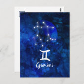 Carte Postale Constellation du zodiaque Gémeaux Galaxie bleue Cé (Devant / Derrière)
