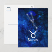 Carte Postale Constellation du zodiaque Taureau Galaxie bleue cé (Devant / Derrière)