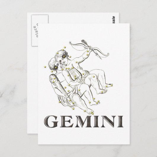 Carte Postale Constellation : Gemini (Devant / Derrière)