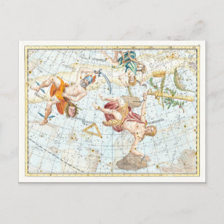 Carte Postale Constellations de l'Atlas céleste vintage