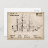 Carte Postale Constitution américaine - Plan directeur des navir (Devant / Derrière)