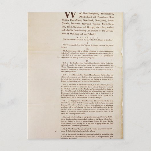 Carte Postale Constitution des États-Unis, 1787 (Devant)
