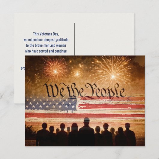 Carte Postale Constitution des États-Unis avec le drapeau de la (Devant / Derrière)